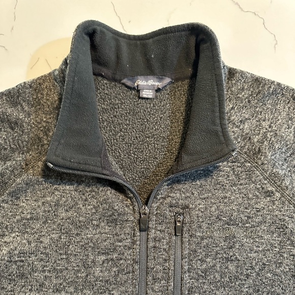 Eddie Bauer Men’s Radiator Gray Fleece lined Pullover Sweater, 1/4 Zip XXL - Picture 3 of 9